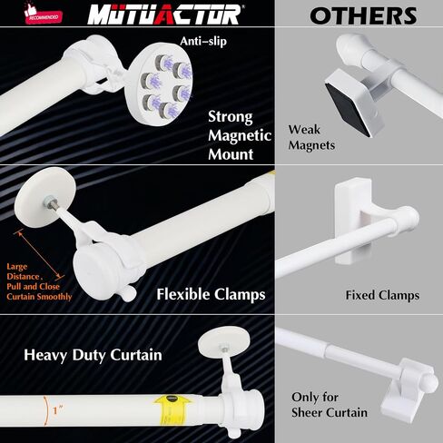 MUTUACTOR 1PCS Heavy-Duty Curtains Rods,Strong Magnetic Mount Door Curtain Rods for 13" to 26" Metal Doors,Adjustable Window Curtain Rod Versatile Y-Clamp Magnets Holders for Kitchen Garage Room in Saudi Arabia