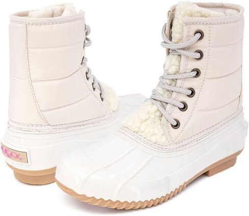 Sugar Women's Glitter Duck Boots | Stylish Lace-Up, Cozy Traction Sole | Perfect for Cold, Rainy, or Snowy Days | Trendy Booties - Skipper in Kuwait
