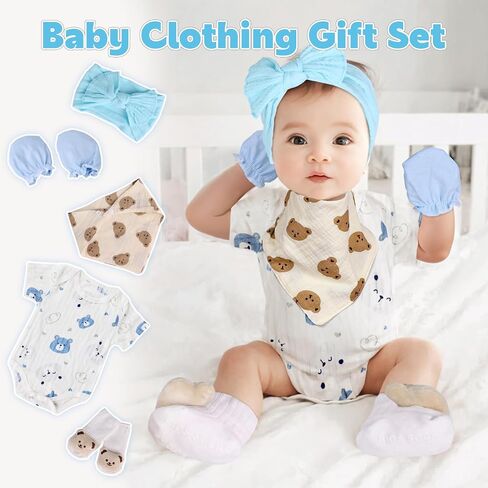 Baby Shower Gifts,19PCS Newborn Essentials Must Haves Gender Reveal Gifts with Baby Clothes, Baby Blanket, Baby Rattle Toy, Baby Grooming kit and Infant footprint kit, Baby Basket for New Moms Parents in Saudi Arabia