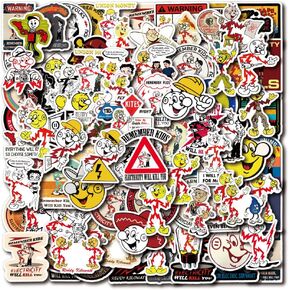 52 Pcs Reddy Kilowatt Stickers for Adults,Remember Kids Electricity Will Kill You Decals,Waterproof for Water Bottle,Computer,Laptop,Suitcase,Phone Case，Car，Skateboard，Car Bumper