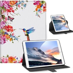 Case for iPad 6th/5th Generation 9.7 Inch (2018/2017) - 360 Rotating Protective Cover with Soft TPU Back, Auto Wake/Sleep, Lemon Flowers