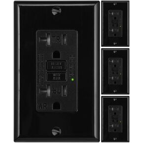 GFCI Outlet 15 Amp,Self-Test,Electrical Outlet with Thinner Design,WR Weather Resistant GFCI Receptacle,Ground Fault Circuit Interrupters,Indoor or Outdoor Use,UL Listed，White
