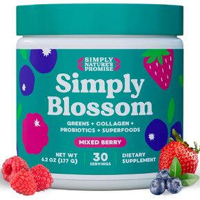 Blossom Nutrition Daily Greens & Superfood Powder + Collagen + Probiotics for Women's Digestive Health & Bloating Relief. Help Your Health Bloom - 30 Day Supply - Watermelon