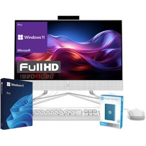 HP 2024 Newest All-in-One Desktop | 21.5" FHD Display | Intel Celeron Processor | Windows 11 Pro | 250GB P500 SSD | Webcam | HDMI | RJ-45 | Wired Keyboard&Mouse | WiFi | White (64GB RAM | 1TB SSD)
