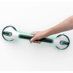 2 Packs Shower Grab Bars Suction Cup 12 inch, Grab Bars for Shower and Bathroom, Safety Handle for Elderly and Seniors, Removable Waterproof Bathtub Handle, No Drilling, Grey