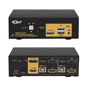 CKL 2x2 Matrix DisplayPort KVM Switch Dual Monitor USB 3.0 4K 60Hz, PC Monitor Keyboard Mouse Peripherals Sharing Box with Cables for 2 Computers or Laptops 622DP-M