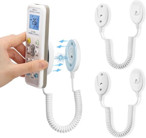 2-Pack Magnetic Remote Control Holders with Spring Ropes - Safely Secure Remotes & Small Items, Wall-Mount with Adhesive, Anti-Loss, Rapid Adsorption, Extendable Spring (White 43 inch, 2 Pack) in Saudi Arabia