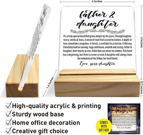 Dad Gifts from Daughter, Dad Birthday Fathers Day Christmas Day Gifts for Father, Best Dad Ever Gifts, Thank You Gifts for Dad, Your Constant Support Endless Love, Desk Acrylic Decor in Saudi Arabia