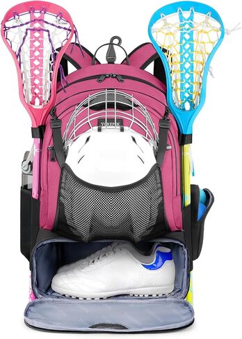 حقيبة YOREPEK Lacrosse ذات سعة كبيرة، حقيبة ظهر لاكروس تحمل معدات لاكروس أو الهوكي الميداني، وحاملي عصا وحجرة منفصلة للمرابط in Saudi Arabia