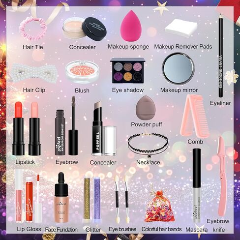 Makeup Advent Calendar 2024 for Teens Girls Christmas Countdown Calendar Makeup Gift Set,Xmas Individual Gift Box Calendar for Women Full Kit in Kuwait