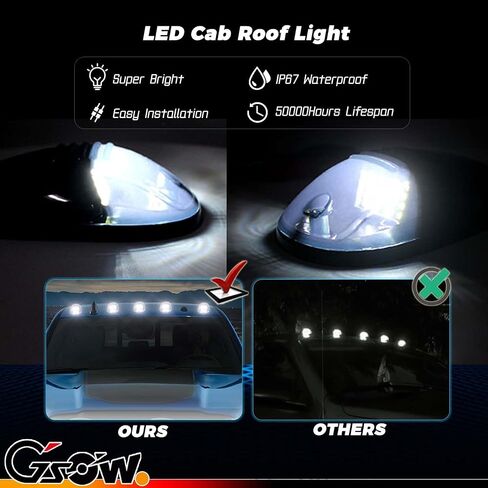 5 PCS Amber LED Cab Lights Smoked Cab Roof Running Top Marker Light for Dodge Ram 1500 2500 3500 4500 5500 2003-2018 Pickup Trucks, Waterproof LED Cab Roof Lights for Trucks, 16 LED in Saudi Arabia