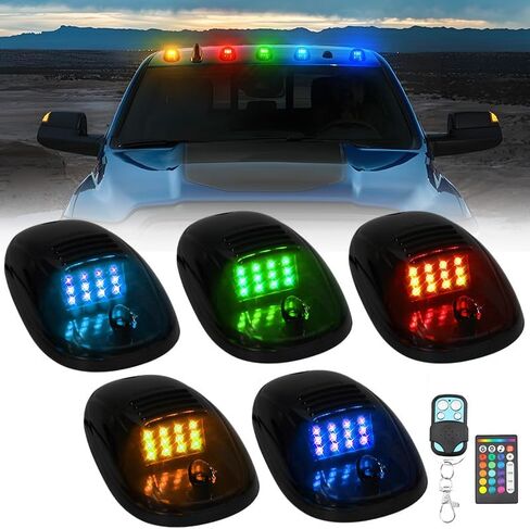5 PCS Amber LED Cab Lights Smoked Cab Roof Running Top Marker Light for Dodge Ram 1500 2500 3500 4500 5500 2003-2018 Pickup Trucks, Waterproof LED Cab Roof Lights for Trucks, 16 LED in Saudi Arabia