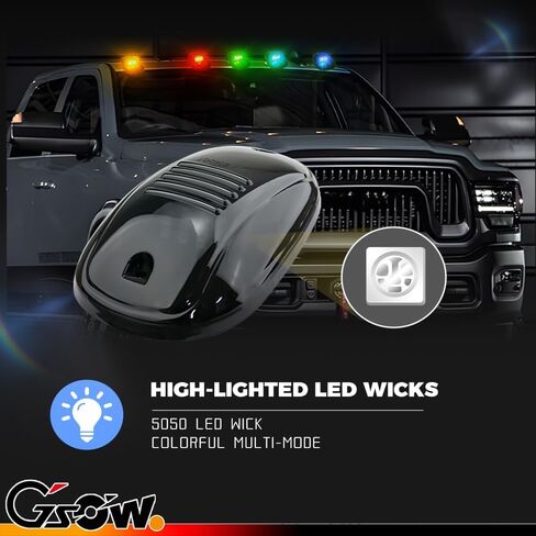 5 PCS Amber LED Cab Lights Smoked Cab Roof Running Top Marker Light for Dodge Ram 1500 2500 3500 4500 5500 2003-2018 Pickup Trucks, Waterproof LED Cab Roof Lights for Trucks, 16 LED in Saudi Arabia