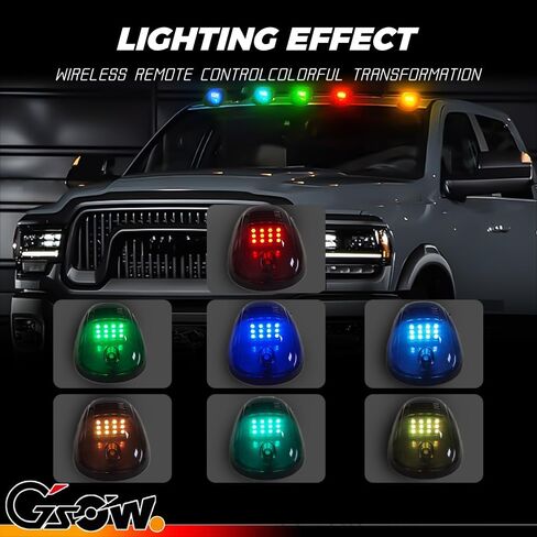 5 PCS Amber LED Cab Lights Smoked Cab Roof Running Top Marker Light for Dodge Ram 1500 2500 3500 4500 5500 2003-2018 Pickup Trucks, Waterproof LED Cab Roof Lights for Trucks, 16 LED in Saudi Arabia