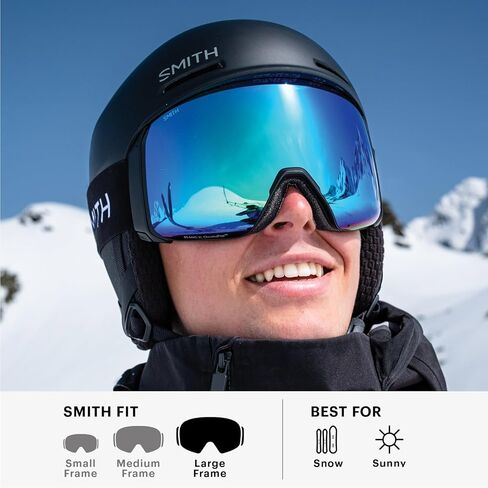 SMITH 4D Mag XL Snow Goggles – Adult Ski & Snowboarding Goggles with BirdsEye Vision, Anti-Fog Performance & 100% UV Protection – for Men & Women – Black, ChromaPop Sun Green Mirror in Saudi Arabia