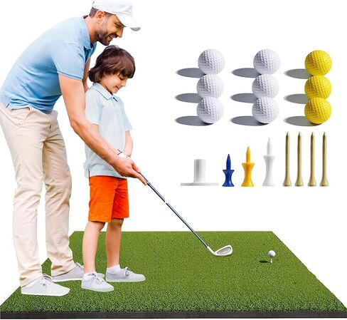 Golf Mat Golf Hitting Mat - Artificial Turf Golf Training Mat with 9 Golf Balls 7 Golf Tees, Golf Mats Practice Outdoor Indoor Golf Hitting Training Aids for Driving Chipping Golf Lovers in Saudi Arabia