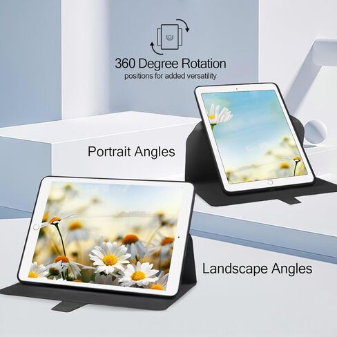 Case for iPad 6th/5th Generation 9.7 Inch (2018/2017) - 360 Rotating Protective Cover with Soft TPU Back, Auto Wake/Sleep, Lemon Flowers in Saudi Arabia