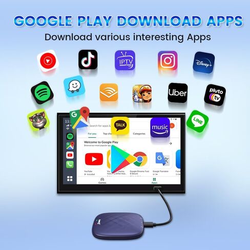 CarlinKit Ai Box CarPlay Wireless Adapter Multimedia Box for Wired CarPlay Car. Plug and Play Wired to Wireless CarPlay Android Auto, QCM6125 8-core 4G+64G WiFi 2.4G+5G Bluetooth 4.2 BLE+5.0 BLE in Saudi Arabia