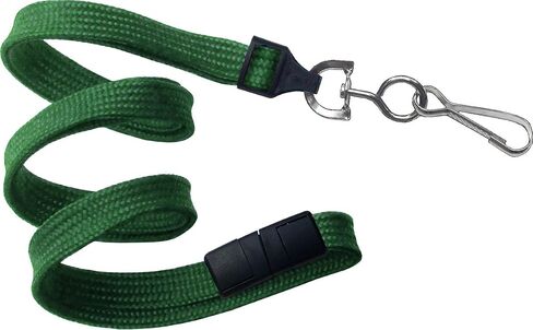 Green Lanyard, flat braid, break-away, swivel hook, 3/8" wide (100pk) in Saudi Arabia