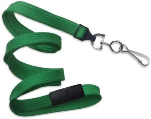 Green Lanyard, flat braid, break-away, swivel hook, 3/8" wide (100pk) in Saudi Arabia