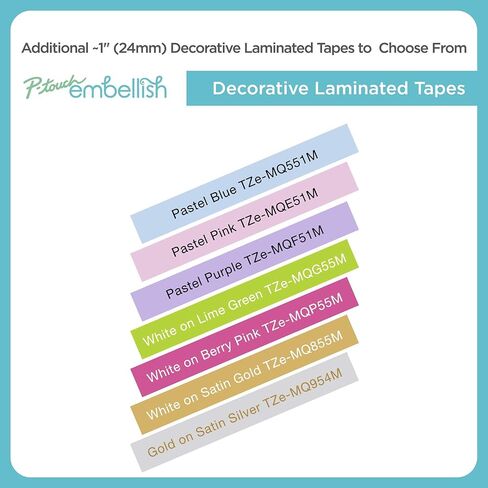 Brother P-Touch Embellish Black Print on Gold Geometric Pattern Tape TZEMPGG31 – ~ ½" Wide x 13.1’ Long for use with P-Touch Embellish Ribbon & Tape Printer in Saudi Arabia