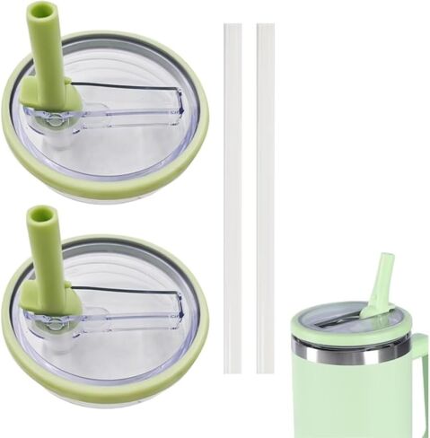 2 Pack 40 oz Tumbler Flip Straw Lid Replacement fit for Stanley Quencher, Spill Proof Splash Resistant Tumbler Lids,Reusable Leak Proof Tumbler Cover for Stanley Cup Accessories in Saudi Arabia