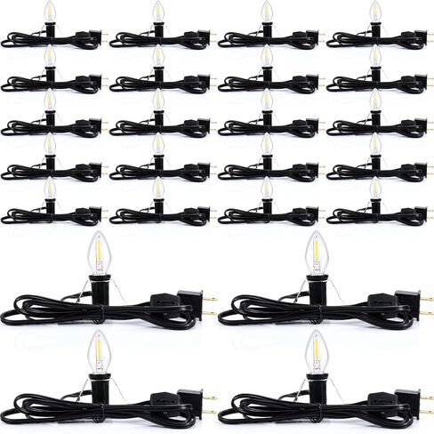 24 Packs Accessory Cord with LED Light Bulb, 6 Ft Warm Light Accessory Cord Kit (White) in Saudi Arabia