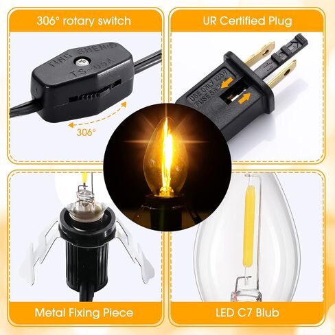 24 Packs Accessory Cord with LED Light Bulb, 6 Ft Warm Light Accessory Cord Kit (White) in Saudi Arabia