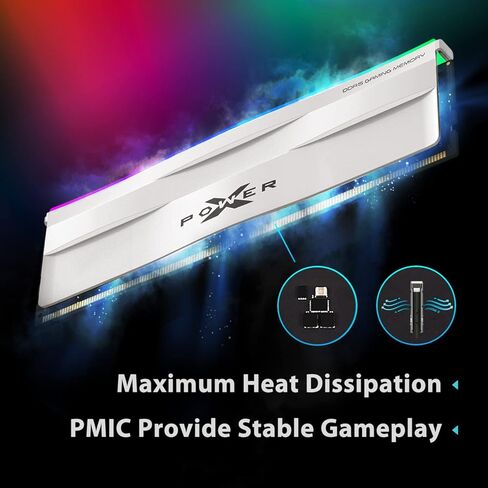 Silicon Power Storm DDR5 64GB (2x32GB) RGB 6400MT/s (PC5-51200) 288-pin CL32 1.4V UDIMM ذاكرة الوصول العشوائي المكتبية ذاكرة الكمبيوتر مع مبدد حراري أسود SP064GXLWU64AFDK in Kuwait