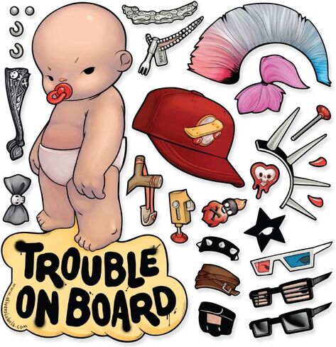 Oliver's Lables Baby on Board Sticker for Car - Girl Superstar On Board- Funny Cute Vinyl Window Decal - Heat Resistant, Long Lasting, Waterproof in Kuwait
