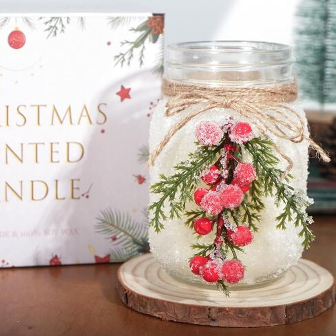 Christmas Candles,18 oz Snow Forest Candles for Christmas Decor,Christmas Tree Scented Candles,Winter Decorations for Indoor Home,Unique Christmas Gifts for Women (Red and White) in Saudi Arabia