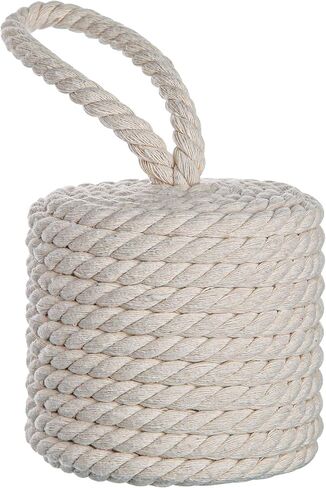 Rustic Jute Rope Door Stopper - Heavy-Duty 3.5lb Cylindrical Doorstop with Handle - Nautical Decor Weighted Floor Door Stop for Interior, Exterior, Barn Doors - Natural Fiber in Saudi Arabia