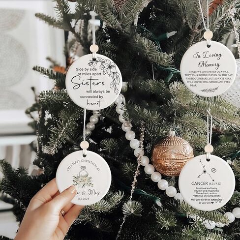 Newly Wedding Gift for Couple Unique, Our First Christmas Married Ornament 2024, 1st Xmas as Mr and Mrs Ornaments, Newlywed Marriage Gift, Bridal Shower Gift for Bride to be, Ceramic, 2.83" in Kuwait