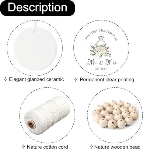 Newly Wedding Gift for Couple Unique, Our First Christmas Married Ornament 2024, 1st Xmas as Mr and Mrs Ornaments, Newlywed Marriage Gift, Bridal Shower Gift for Bride to be, Ceramic, 2.83" in Kuwait