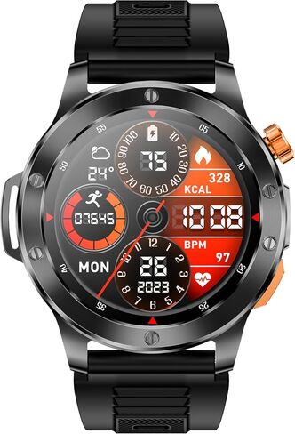 Tinwoo Smart Watch for Men(Answer/Make Calls) with LED Flashlight 1.39" HD Screen,300+ Watch Faces,Heart Rate,SpO2,100+ Sports Modes,IP68 Waterproof,Smartwatch for Android iOS (Silver) in Saudi Arabia