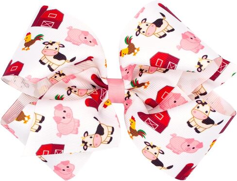 Wee Ones Girls Harvest-themed Apple Printed Grosgrain Hair Bow, Apl/Wht, King in Saudi Arabia