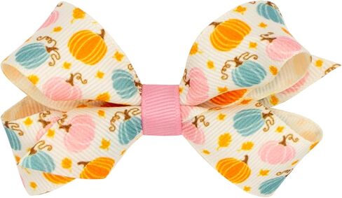 Wee Ones Girls Harvest-themed Apple Printed Grosgrain Hair Bow, Apl/Wht, King in Saudi Arabia