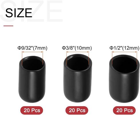 uxcell 60pcs Round Rubber End Caps 1/4" 3/8" 1/2"(7mm 10mm 12mm) Purple Vinyl Cover Screw Thread Protectors Assortment Kit in Saudi Arabia