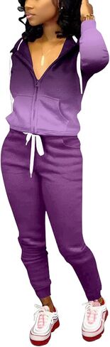 Nimsruc Two Piece Outfits For Women Jogging Suits Casual Tracksuit Hoodie Long Sleeve Sweatsuit Pants Sets Dark Gray Gradient L in Kuwait