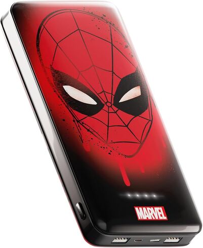 بنك طاقة Marvel Spiderman 10,000 MAH - حزمة بطارية شاحن الهاتف المحمول مع منافذ شحن USB - هدايا Spider-Man للرجال والأولاد والبنات وجميع محبي Spiderman Stuff in Saudi Arabia