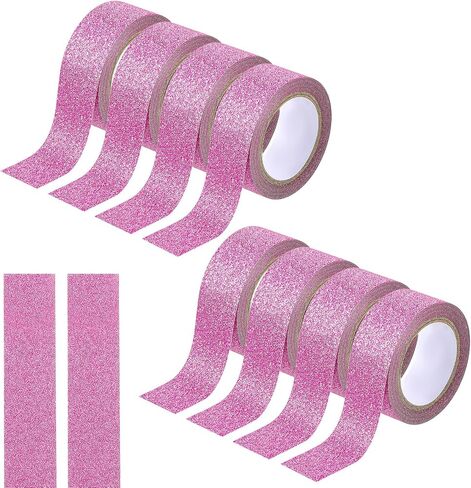 8 Rolls Black Washi Tape, Craft Glitter Tape, Black Painters Adhesive Tape, Mirror Tape Border Masking Tape for Assisting and Decorating Paintings, Holiday Gift Boxes, Scrapbooks (0.6 Inch in Saudi Arabia
