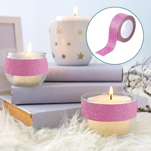 8 Rolls Black Washi Tape, Craft Glitter Tape, Black Painters Adhesive Tape, Mirror Tape Border Masking Tape for Assisting and Decorating Paintings, Holiday Gift Boxes, Scrapbooks (0.6 Inch in Saudi Arabia