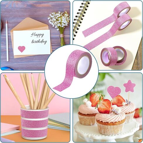8 Rolls Black Washi Tape, Craft Glitter Tape, Black Painters Adhesive Tape, Mirror Tape Border Masking Tape for Assisting and Decorating Paintings, Holiday Gift Boxes, Scrapbooks (0.6 Inch in Saudi Arabia