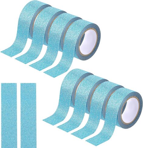 8 Rolls Black Washi Tape, Craft Glitter Tape, Black Painters Adhesive Tape, Mirror Tape Border Masking Tape for Assisting and Decorating Paintings, Holiday Gift Boxes, Scrapbooks (0.6 Inch in Saudi Arabia