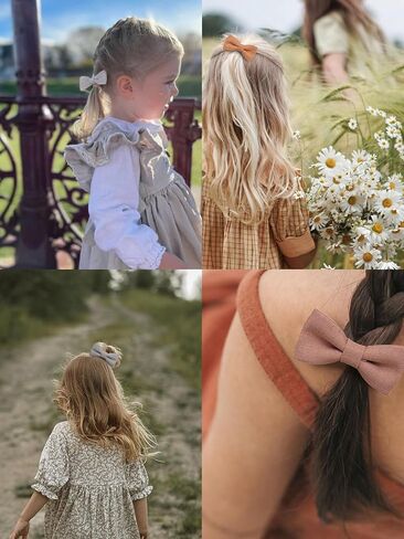 Baby Toddler Girls Hair Ties with Daisy Linen Bows,12 pcs No Damage Elastic Nylon Hair Bands Ponytail Holders,Small Hair Accessories Gifts for Girls Kids Children Thick Thin Hair in Saudi Arabia