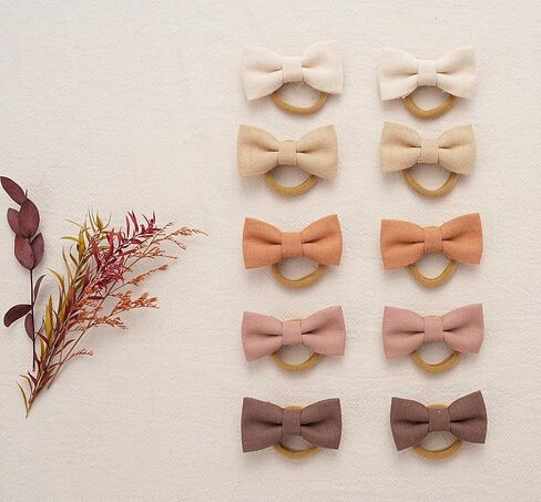 Baby Toddler Girls Hair Ties with Daisy Linen Bows,12 pcs No Damage Elastic Nylon Hair Bands Ponytail Holders,Small Hair Accessories Gifts for Girls Kids Children Thick Thin Hair in Saudi Arabia