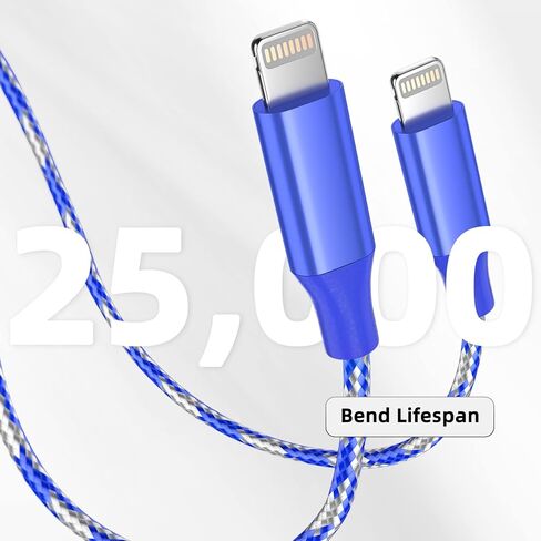 iPhone Charger Cord 3 Pack 10 FT Apple MFi Certified Lightning Cable Nylon Braided iPhone Charger Fast Charging Cable Compatible with iPhone 14 13 12 11 Pro Max XR XS X 8 7 6 Plus SE iPad and More in Kuwait