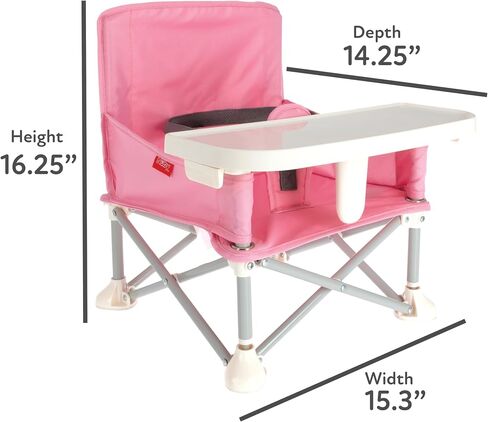 Nuby Easy Go Pop Up Foldable Booster Seat with Removable Tray and Travel Bag - Travel Floor and Booster Seat for Indoor/Outdoor Use - 3-Point Safety Adjustable Straps - 6+ Months, Stripes in Saudi Arabia