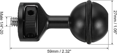 PATIKIL 1" Ball Adapter with 1/4"-20 Screw, 360 Rotatable Camera Arm Tray Adapter for Underwater Diving Photography System, Silver in Kuwait