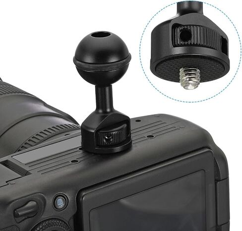 PATIKIL 1" Ball Adapter with 1/4"-20 Screw, 360 Rotatable Camera Arm Tray Adapter for Underwater Diving Photography System, Silver in Kuwait